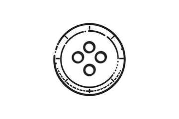  sewing button line art and black color 