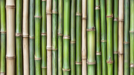 Close-Up View of Fresh Green Bamboo Stalks with Smooth Texture and Natural Patterns
