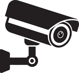 security cctv camera silhouette, black and white silhouette, vector and illustration