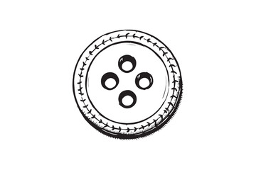  sewing button line art and black color 