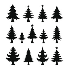 Variety of Pine Tree Silhouettes for Seasonal Decorations