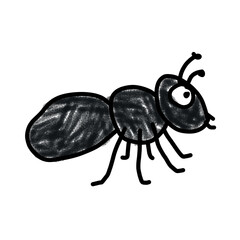 Cute black ant kids drawing cartoon illustration 