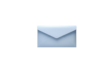 A light blue envelope, digitally rendered, isolated on a transparent background. background removed