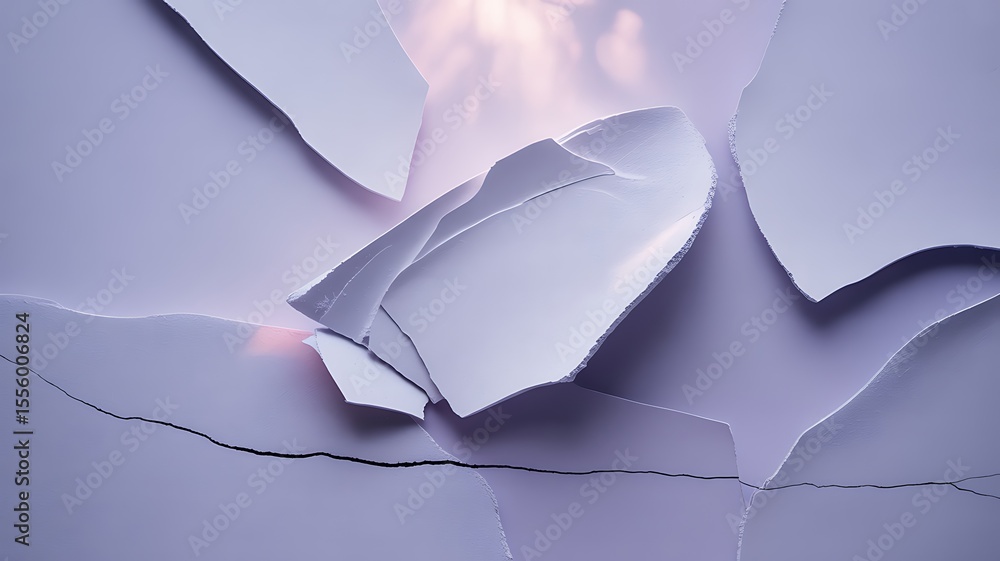 Poster torn paper layers with soft light and subtle cracks abstract composition