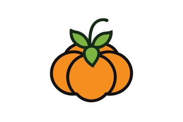 Hand Drawn Pumpkin Flower Doodle Logo Icon Design