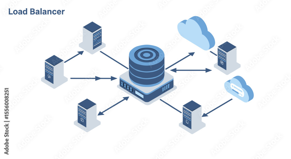Aufkleber load balancer network diagram vector illustration for it infrastructure design