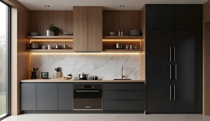 Elegant Modern Kitchen Interior with Appliances