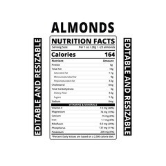 Almond Nutrition Facts Vector Infographic