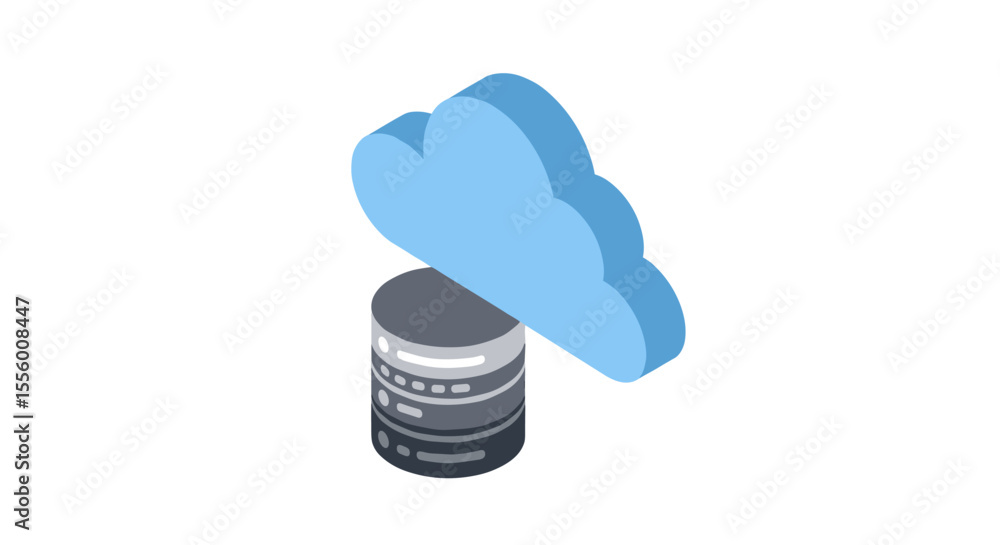 Poster cloud data storage concept vector illustration in isometric style for technology design