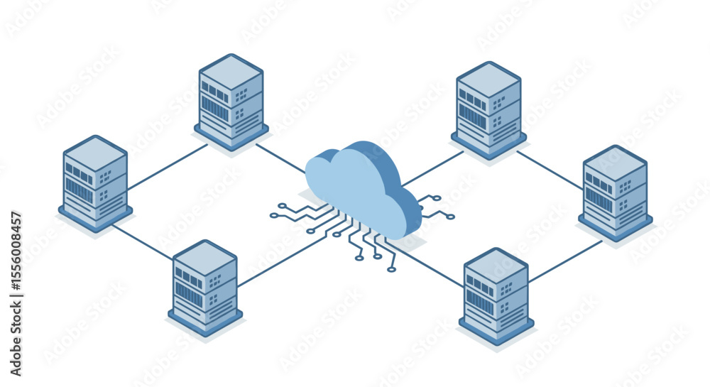 Aufkleber cloud computing network vector illustration in flat style for technology design and digital solution
