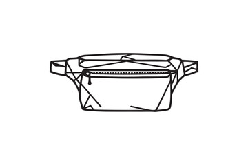 Waist Pack Bag Stylish Travel Hip Bag line art and black color