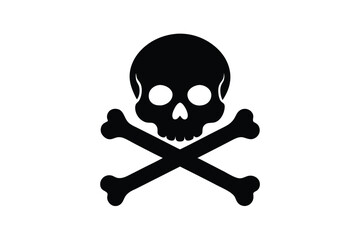Halloween Skull and Crossbones Icon Design for White Background
