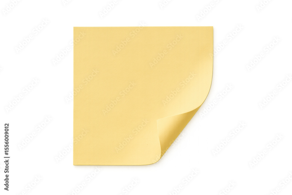 Aufkleber yellow sticky note with curled edge, positioned on transparent background, providing clean surface f