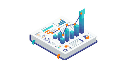 Obraz premium Isometric business data analysis vector illustration for reports and presentations