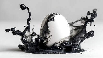 Egg with black ink splash photography creative art still life easter concept
