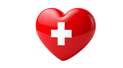 Obraz premium Photo of red heart with a white cross in the center isolated on transparent background