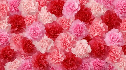 Abundant pink and red carnations in full bloom. Neural network AI generated