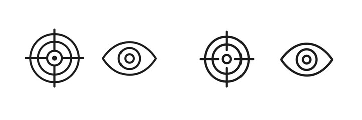 Targets and eyes represent focus and vision in a minimalist design for presentations and creative materials