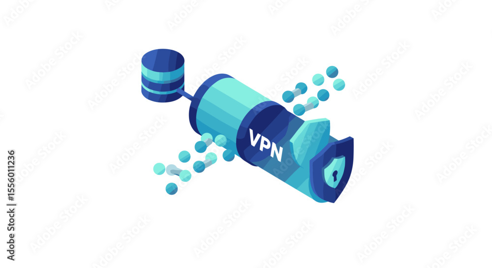 Poster secure connection network vpn concept vector illustration design in isometric style