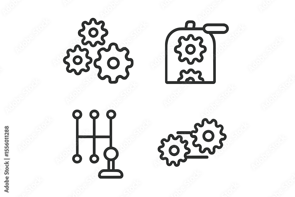 Poster gears and measurement symbols represent engineering concepts and machinery during a workshop activit