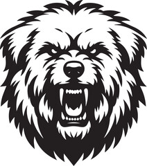 Fototapeta premium angry leonberger dog head silhouette vector, angry leonberger head logo vector illustration