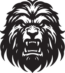 Fototapeta premium angry leonberger dog head silhouette vector, angry leonberger head logo vector illustration