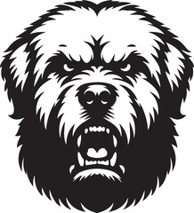 angry leonberger dog head silhouette vector, angry leonberger head logo vector illustration