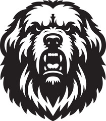 Obraz premium angry leonberger dog head silhouette vector, angry leonberger head logo vector illustration
