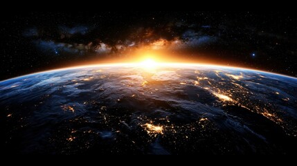 Stunning Sunrise Over Earth Captured From Space, Illuminating Cities and Natural Landscapes with Cosmic Colors