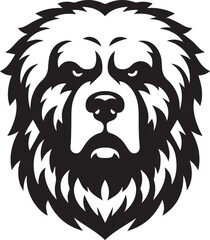 Fototapeta premium angry leonberger dog head silhouette vector, angry leonberger head logo vector illustration