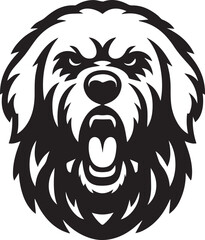 Fototapeta premium angry leonberger dog head silhouette vector, angry leonberger head logo vector illustration