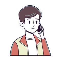 On the Phone: A person is on the phone, captured in an illustration style, showcasing a moment of communication and connection.