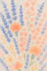 Soft Watercolor Meadow Flowers Background