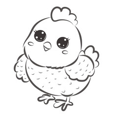 
Hand drawn chicken illustration for coloring vector cute