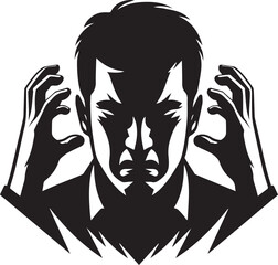 screaming face head vector illustration, screaming face head vector icon black on white background