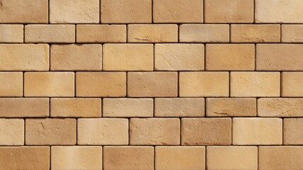 Naklejka premium Textured tan brick wall patterned in neat rows. Neural network AI generated