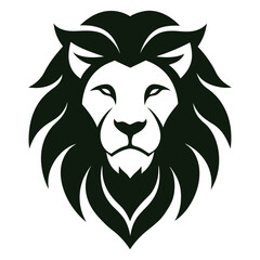 Black Lion Head Logo for Powerful Branding Line Art Vector Illustration