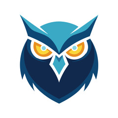 Glowing Owl Head Logo for Fantasy Theme Use Line Art Vector Illustration