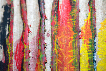 Thick Textured Lined Dirty Dried Scraped Paint in Different Colours Graffiti Overlap Cardboard...