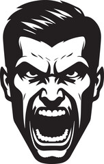 screaming face head vector illustration, screaming face head vector icon black on white background