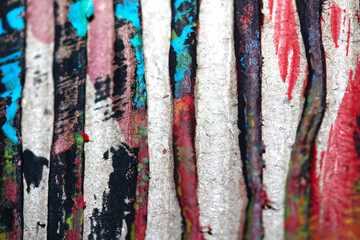 Thick Textured Lined Dirty Dried Scraped Paint in Different Colours Graffiti Overlap Cardboard...