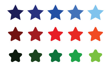 set of colorful stars with various shape