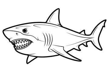 Obraz premium Powerful great white shark, fierce and predatory. 