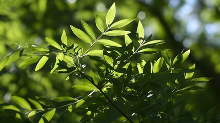 Obraz premium Lush Green Leaves Sunlight Backlit Nature Photography