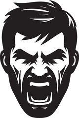 screaming face head vector illustration, screaming face head vector icon black on white background