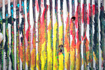 Thick Textured Lined Dirty Dried Scraped Paint in Different Colours Graffiti Overlap Cardboard...