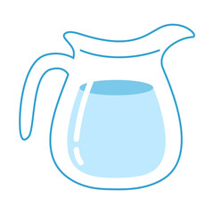 Glass jug with water flat illustration