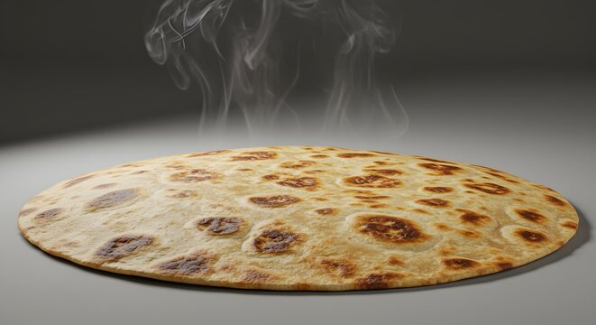 Freshly Baked Indian Roti Flatbread with Steam - Food Photography - Powered by Adobe