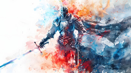 watercolor painting style Knight Of light