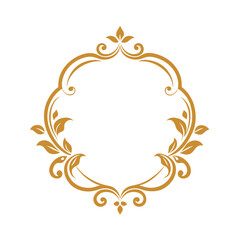 Floral Swirl Golden Vintage Frame Artwork